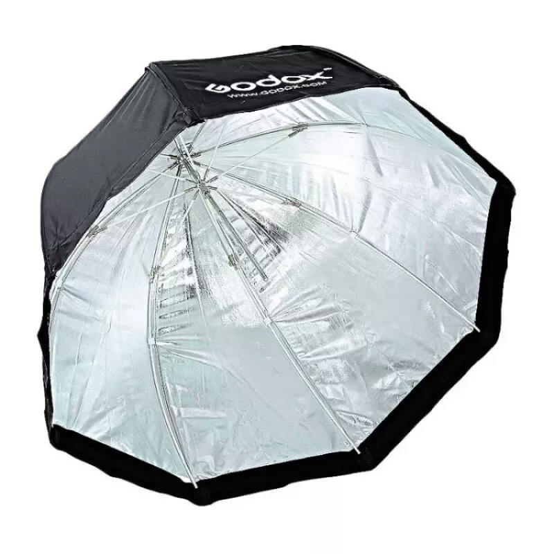 Godox SB-UBW95 95 cm kahdeksankulmainen sateenvarjosoftbox Bowens-kiinnityksellä, hopeinen sisäpinta, diffuusorit ja kantolaukku