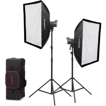 Godox Litemons LA200D K2 2-valon päivänvalo LED-monolight-sarja softboxeilla, jalustoilla ja kantolaukulla