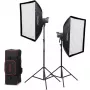 Godox Litemons LA200D K2 2-valon päivänvalo LED-monolight-sarja softboxeilla, jalustoilla ja kantolaukulla