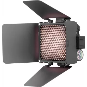 Zhiyun M20 Combo 20W Bi-Color LED-videovalo-setti RGB:llä, minijalustalla, diffuusorilla, hunajakenolla ja barndoor-varjostimilla