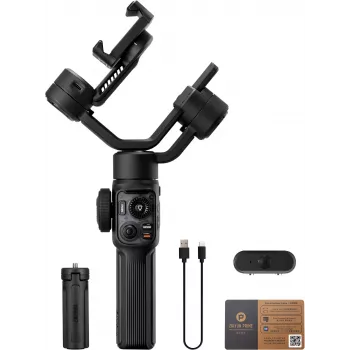 Zhiyun C030124ABR1 älypuhelin-gimbaali 3-akselinen sisäänrakennetulla täytevalolla, Bluetooth 5.0, 2600mAh akku, jopa 25h käyttöaika, tukee 50-90mm älypuhelimia, musta