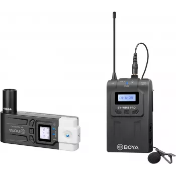 BOYA BY-WM8 Pro-K7 kaksikanavainen UHF-langaton lavalier-mikrofonijärjestelmä 48 kanavalla, 100 m kantama, kameraan kiinnitettävä vastaanotin (568-590 MHz)