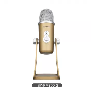 BOYA BY-PM700G USB-kondensaattorimikrofoni 4 suuntakuviolla, 24-bit/48kHz, gain- ja mykistyssäädin, kuulokemonitorointi, PC/Mac