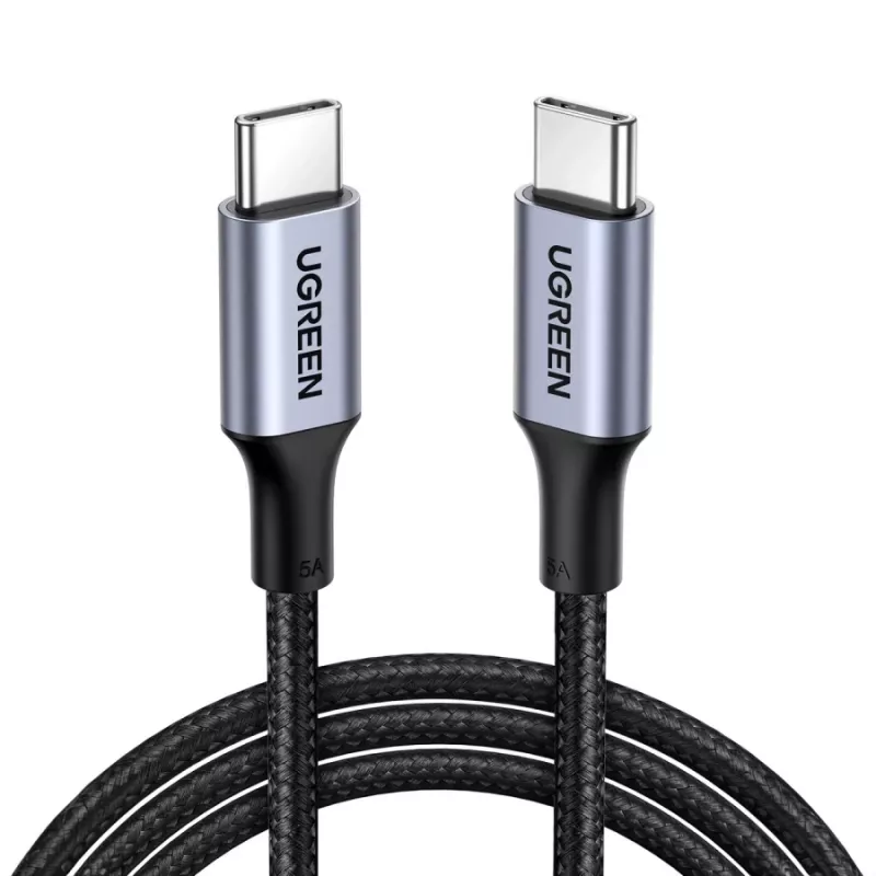 UGREEN USB-C - USB-C -kaapeli 100W 5A musta 1,5m