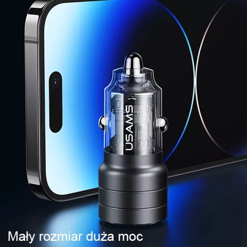 USAMS C36 95W pikalaturi autoon USB + USB-C musta CC176CC01 (US-CC176)