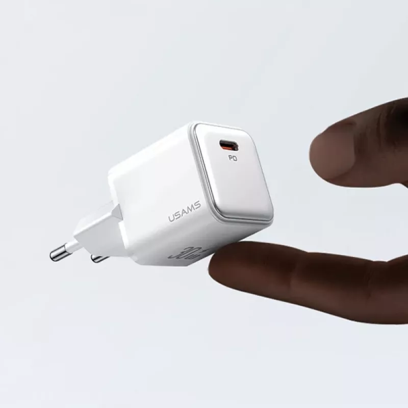 USAMS X-ron Series 30W USB-C PD3.0 -seinälaturi, valkoinen (EU-pistoke) - US-CC186
