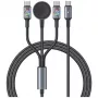 USAMS Huan-sarja 3-in-1 latauskaapeli langattomalla laturilla 72W USB-C tummanharmaa