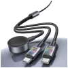 USAMS Huan-sarja 3-in-1 latauskaapeli langattomalla laturilla 72W USB-C tummanharmaa