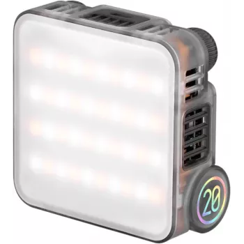 Zhiyun M20 RGB LED-täytevalo 20W teholla, 2700K-6500K CCT, HSI-väritilat, OLED-näyttö, magneettinen takasivu, USB-C PD-lataus
