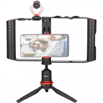 BOYA BY-VG380 älypuhelinvideopakkaus BY-MM1 Pro mikrofonilla, LED-valolla ja jalustalla vloggaukseen, live-streamingiin ja mobiilikuvaamiseen