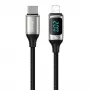 USAMS U78 punottu USB-C - Lightning kaapeli LED-näytöllä 1,2m 20W PD pikalataus valkoinen SJ545USB02