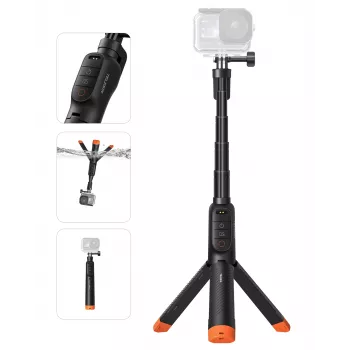TELESIN vesitiivis selfie-tikku kaukosäätimellä DJI Osmo Action -kameroille, 15 m IPX8, jatkettavissa 60 cm, musta