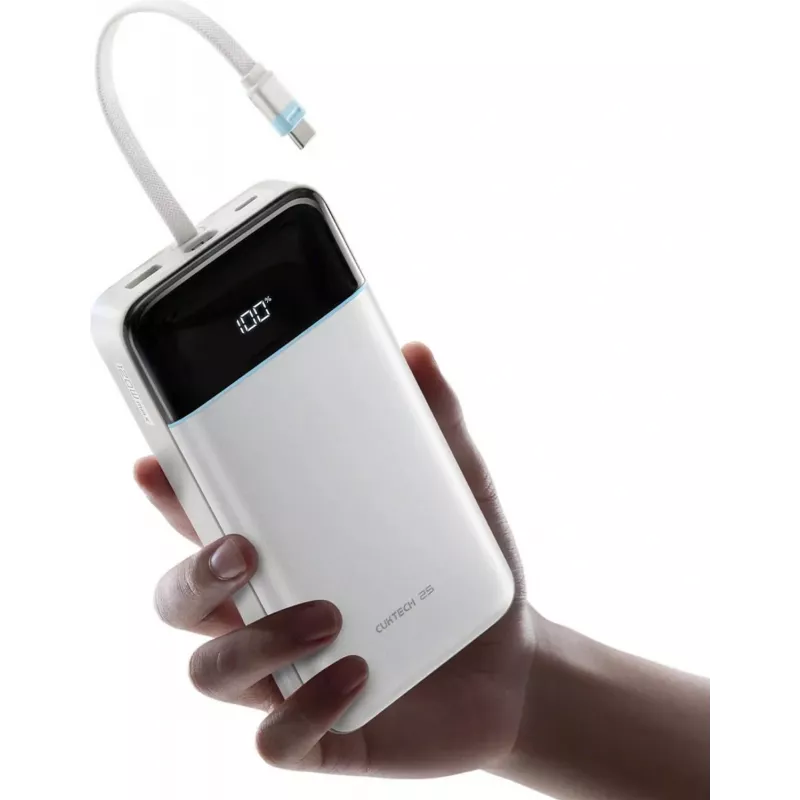 CUKTECH LPB252N 120W 25000mAh varavirtalähde integroidulla USB-C-kaapelilla - valkoinen
