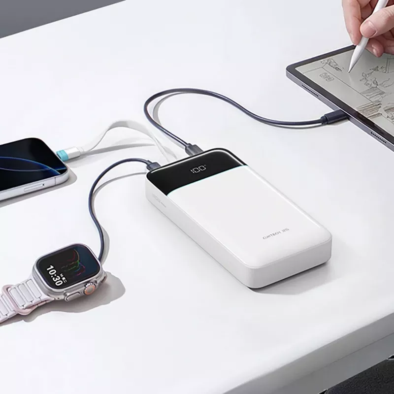 CUKTECH LPB252N 120W 25000mAh varavirtalähde integroidulla USB-C-kaapelilla - valkoinen