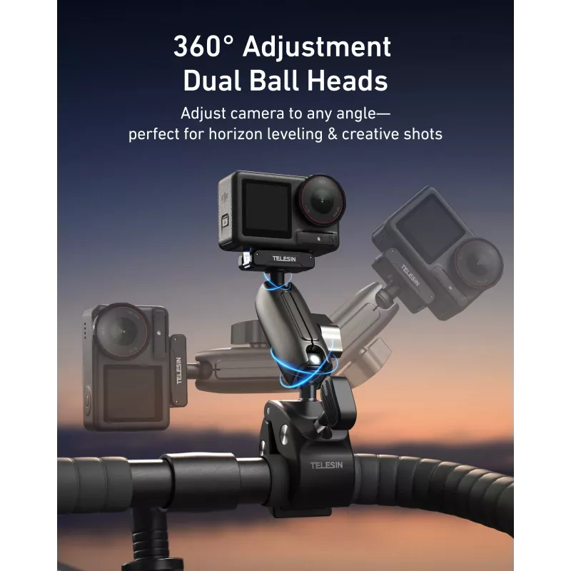TELESIN Magic Arm Clamp Mount DJI Osmo Action 5 Pro/4/3, Osmo 360, GoPro, Insta360 – S3-HBM-14-TDJ