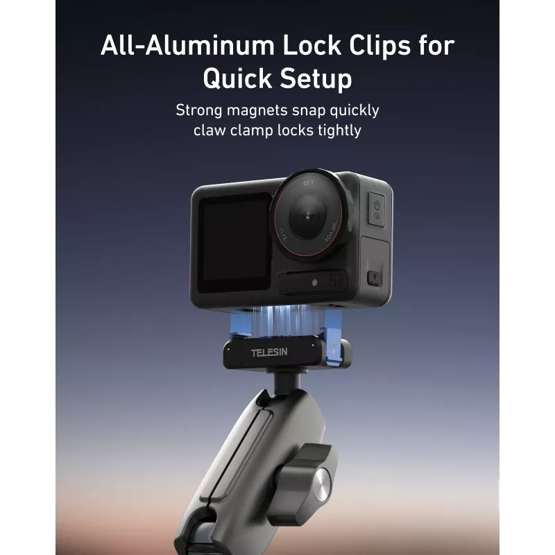 TELESIN Magic Arm Clamp Mount DJI Osmo Action 5 Pro/4/3, Osmo 360, GoPro, Insta360 – S3-HBM-14-TDJ