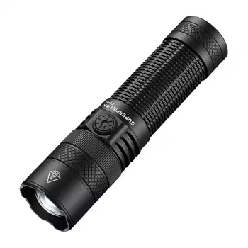 SUPERFIRE F1-S 1500 lumenia ladattava LED-taskulamppu teleskooppizoomilla, 5 tilaa, IP44, musta