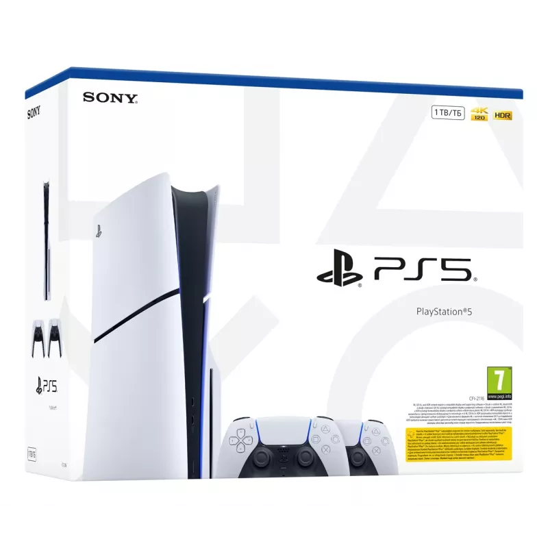 Sony PlayStation 5 Slim Disc Edition 1TB konsoli - valkoinen & musta