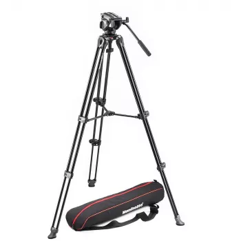 Manfrotto MVK500AM nestevideo-kolmijalkajärjestelmä MVH500AH päällä ja kaksoisjalat, 5 kg hyötykuorma, alumiini