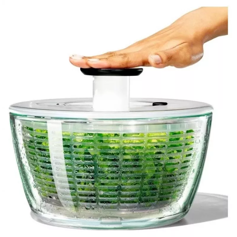OXO Good Grips 11262700 2-in-1 lasinen salaattilinko, läpinäkyvä