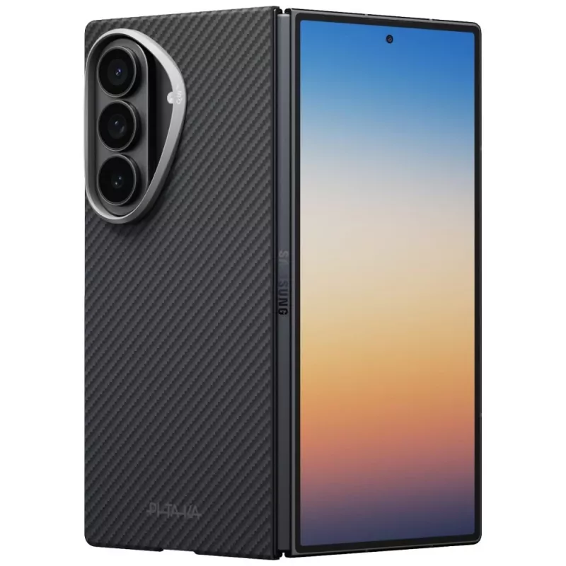 PITAKA Edge Case Samsung Galaxy Z Fold 8 Ultra -kotelo – aramidikuituinen suojakotelo, musta/harmaa (Overture Black)