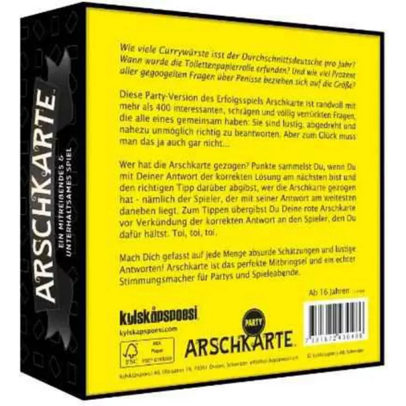 PEGASUS Arschkarte - Wer zieht den Kürzeren? Party-Edition korttipeli