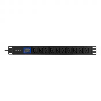 DELTACO Bluewalker PDU Powerwalker LC-16A 10xIEC C13 1U rack-asennettava perus-PDU, 16A, 2m kaapeli