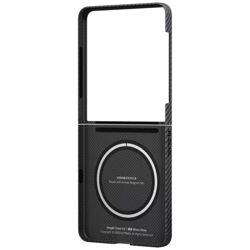 PITAKA Ultra-Slim MagSafe-kuori Samsung Galaxy Z Flip7 - musta/harmaa aramidikuitu