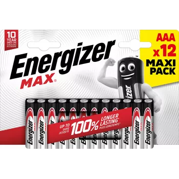 Energizer MAX AAA alkaliparistot, 1,5 V, 12 kpl pakkaus
