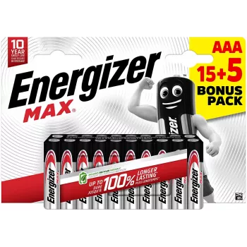 Energizer Max Micro AAA alkaliparistot 1,5 V 20 kpl pakkaus (E303349400)