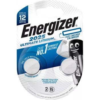 Energizer CR2025 litium-nappiparistot, 3 V, 2 kpl pakkaus