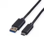ROLINE USB 3.2 Gen 1 kaapeli A - C, 1 m, musta