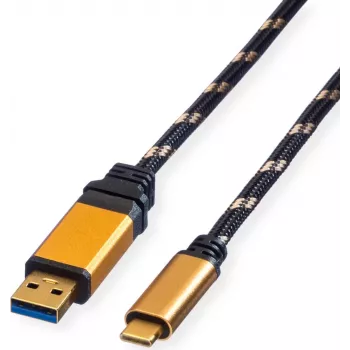 ROLINE GOLD USB 3.2 Gen 1 USB-A - USB-C kaapeli, 1 m, musta, kullatut liittimet