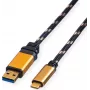 ROLINE GOLD USB 3.2 Gen 1 USB-A - USB-C kaapeli, 1 m, musta, kullatut liittimet
