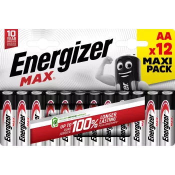 Energizer Max AA alkaliparistot, 1,5 V, 12 kpl pakkaus