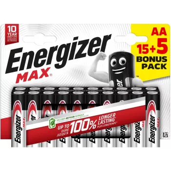 Energizer Max AA alkaliparisto LR6 1,5 V, 20 kpl (E303329900)