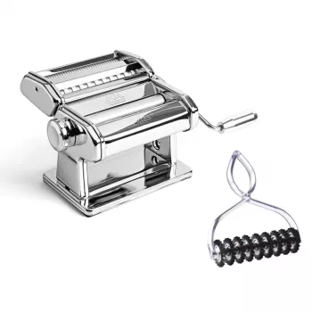 Marcato Atlas+ Chrome pastakone Pastabike Multi-Cutter -leikkurilla