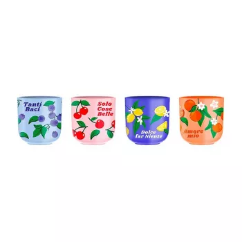 Bialetti Fruit Vibes keraaminen kahvikuppisarja, 300 ml, monivärinen, konepesun ja mikroaaltouunin kestävä