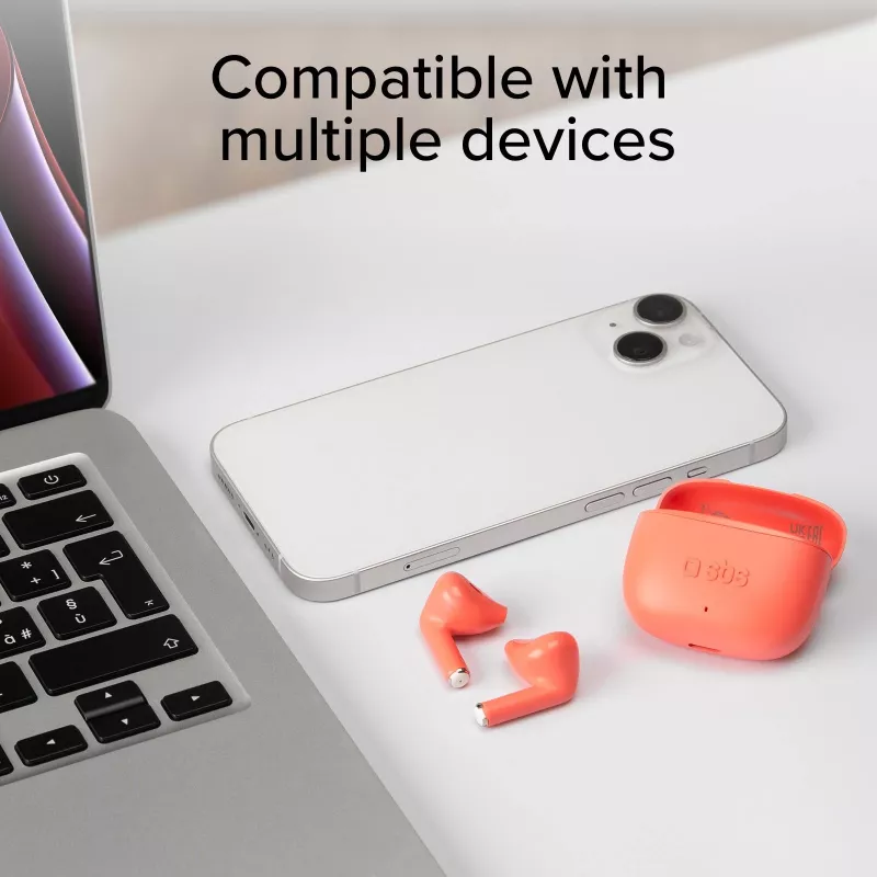 SBS TEEARTWSGOPODSR True Wireless Stereo -nappikuulokkeet latauskotelolla, Bluetooth 5.0, kosketusohjaus, punainen