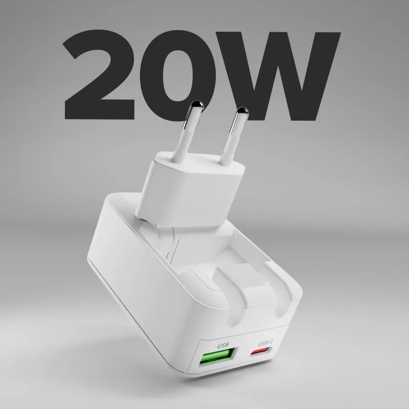 SBS TETRGANUSBTCFOLD20W 20 W GaN USB-C taitettava seinälaturi valkoinen