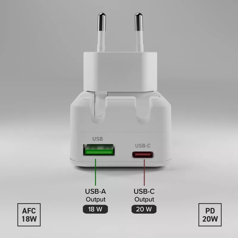SBS TETRGANUSBTCFOLD20W 20 W GaN USB-C taitettava seinälaturi valkoinen