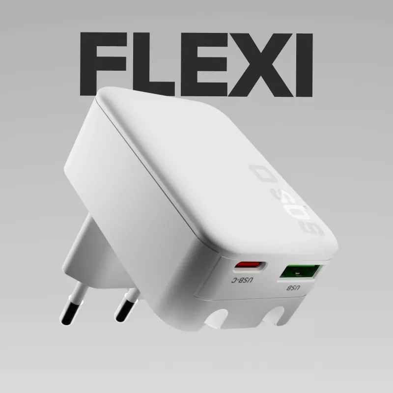SBS TETRGANUSBTCFOLD20W 20 W GaN USB-C taitettava seinälaturi valkoinen