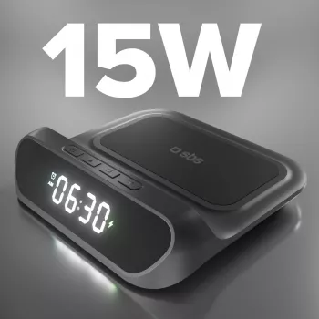 SBS herätyskello 15 W langattomalla laturilla (TEWIRCLOCK)