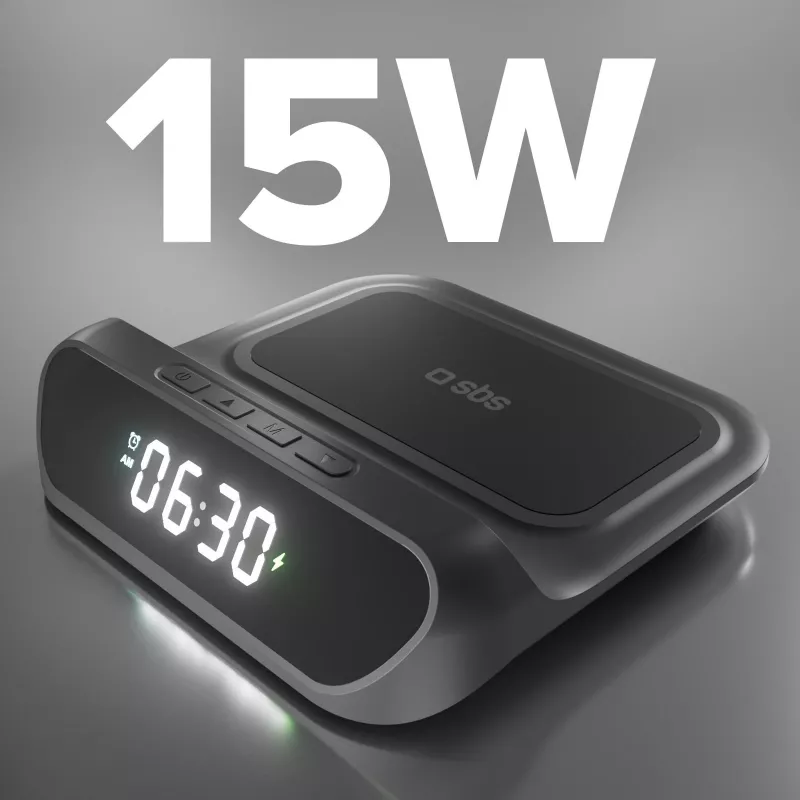 SBS herätyskello 15 W:n langattomalla laturilla (TEWIRCLOCK)
