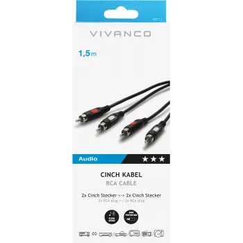 Vivanco äänikaapeli 2xRCA – 2xRCA 1.5 m (VVA2RCA15MMK)