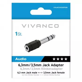 Vivanco VVAJACKAD35F63M 3,5 mm plugiadapteri (liitäntä plugiin) stereo