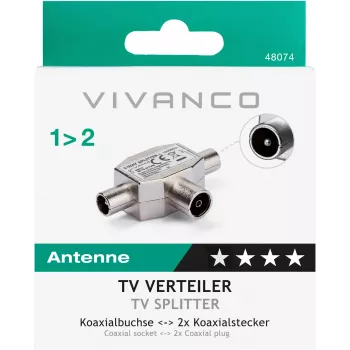 Vivanco suojattu 2-tie TV-antennijakaja, koaksiaalipistorasia – 2 pistoketta (VVANSHILD2M1F)