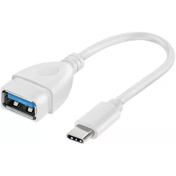 Vivanco USB-C–USB-A 3.0 -sovitin 10 cm, valkoinen (VVITUSBTY3FM01W)