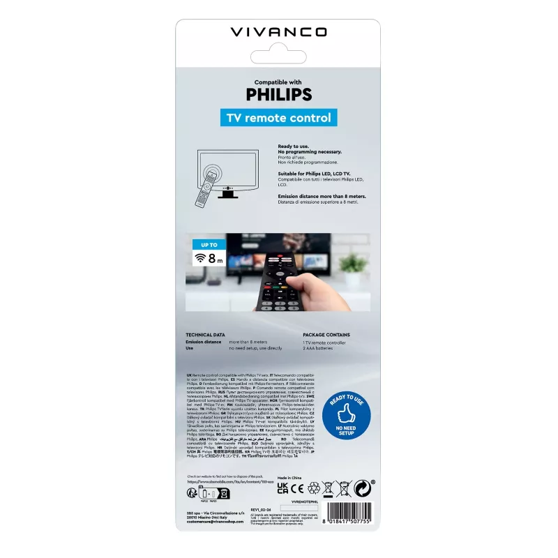 Vivanco VVREMOTEPHIL yleiskaukosäädin Philips-televisioille