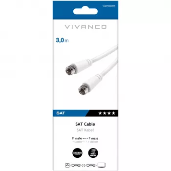 Vivanco SAT F -kaapeli 3 m, valkoinen (VVSAT30MMNW)